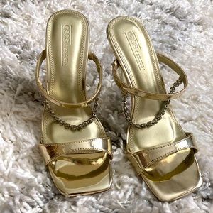 ASOS gold heel mules